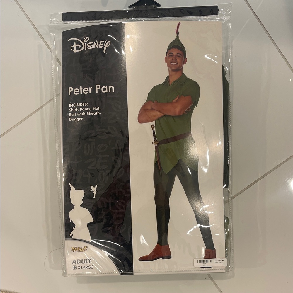 Men’s Disney Peter Pan Costume - size X-Large - NWT